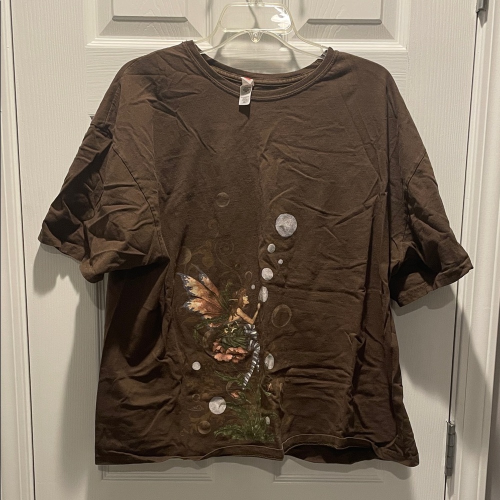 Hanes Brown Tee with Fairy Design